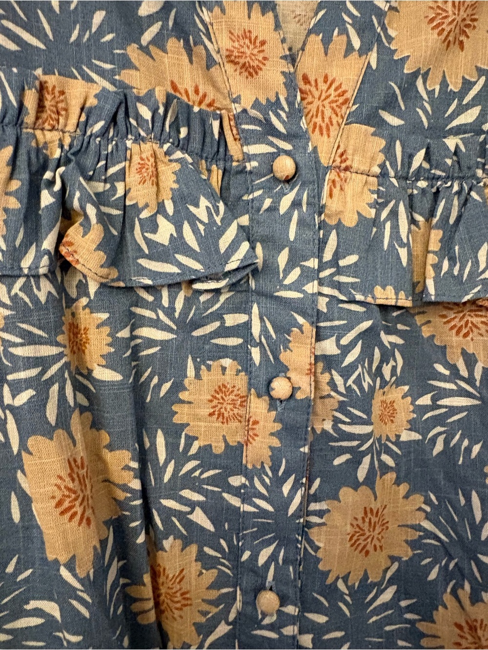 GiGio Floral Ruffle Mini Dress in Blue and Yellow - Picture 4 of 7